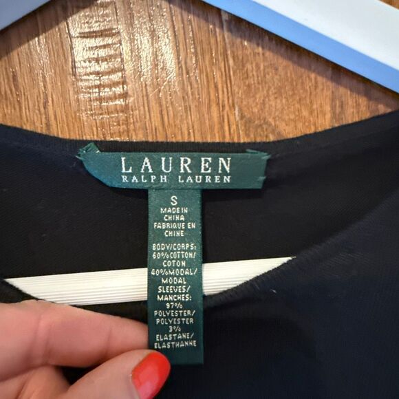 Lauren Ralph Lauren black elegant georgette sleeve sweater top small - Picture 3 of 9
